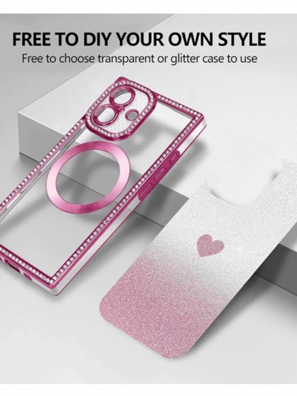 NEW Magnetic Glitter iPhone 16 Plus Case with Ring Holder